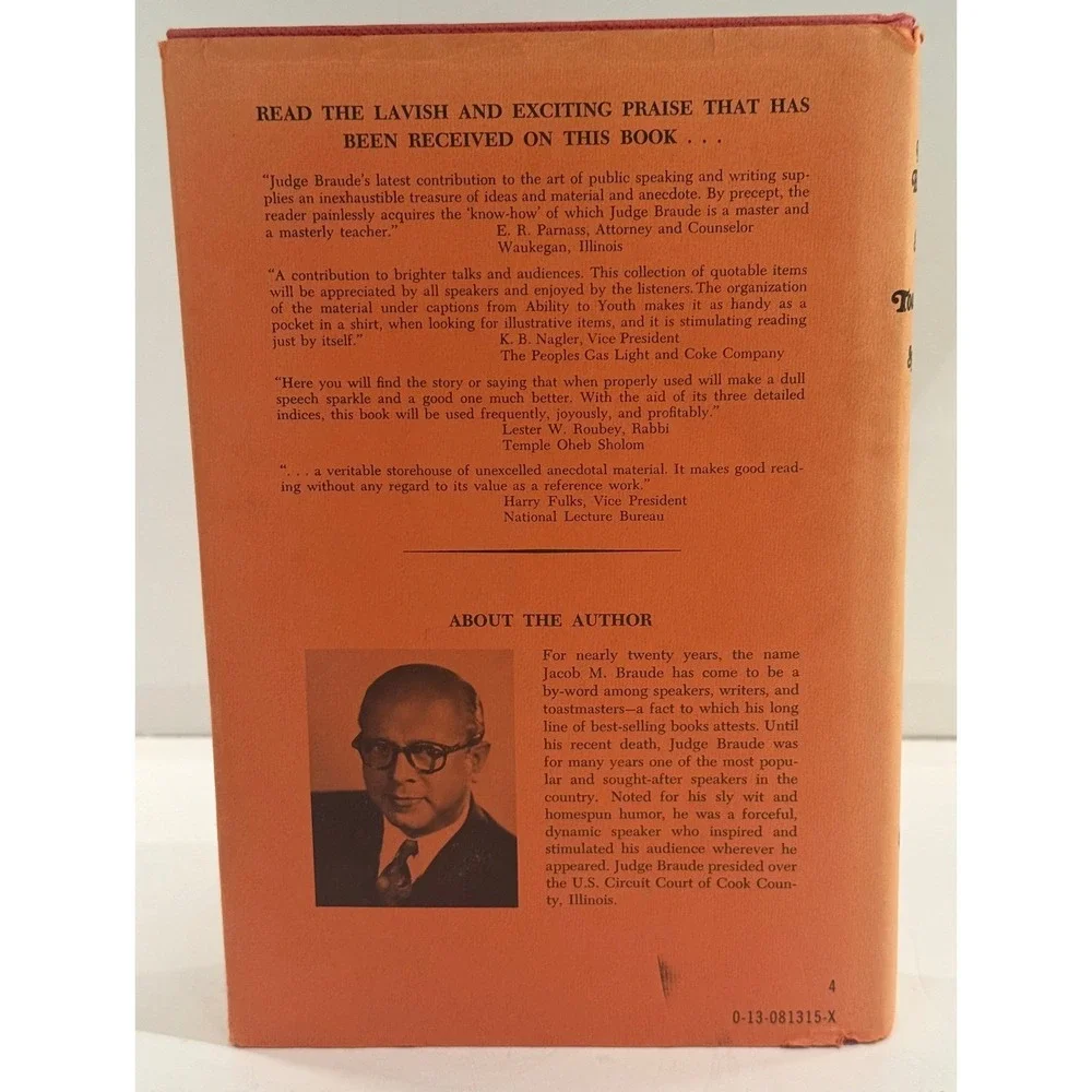 Vtg Braude's Handbook‎ of Stories for Toastmasters & Speakers Hardback 12th